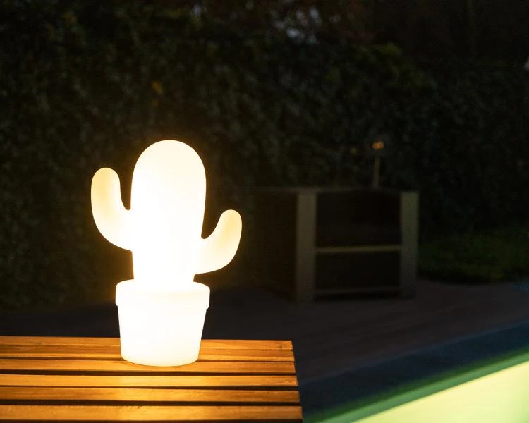 Lucide CACTUS - Rechargeable Table lamp Outdoor - Battery - Ø 22,7 cm - LED Dim. - 1x2W 2700K - IP44 - White - ambiance 7